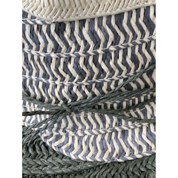 White Stuff Two-Tone Straw Sun Hat in Natural and Olive Sz OS Packable Boho Chic main image 7